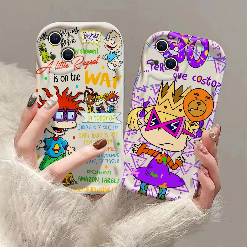 Cartoon Funny R-Rugrats 3D Wave Case For iPhone 15 14 13 12 11 Pro Max Mini X XR XSMAX 8 7 6S Plus Soft Silicone Cover