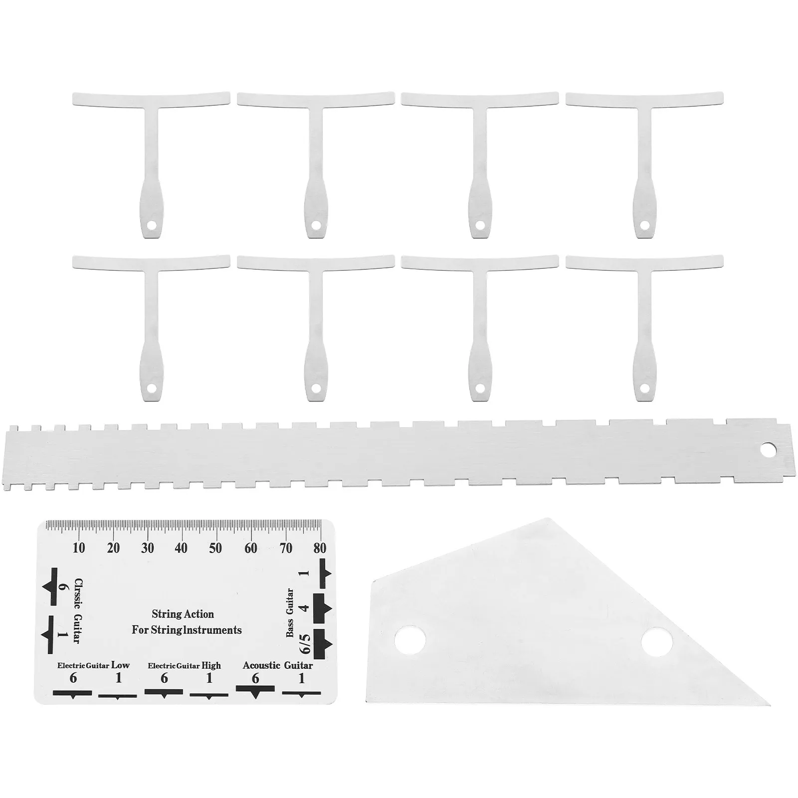 12Pcs High Precision Guitar Tools Kit String Action Gauge Radius Measuring Ruler Fret Rocker Straight Edge for Guitar Setup