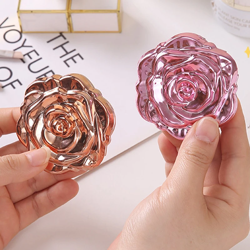 Retro Rose Flower Small Mirror Electroplating Rose Portable Double Sided Mini Compact Flip Makeup Mirror Cosmetic Beauty Tool