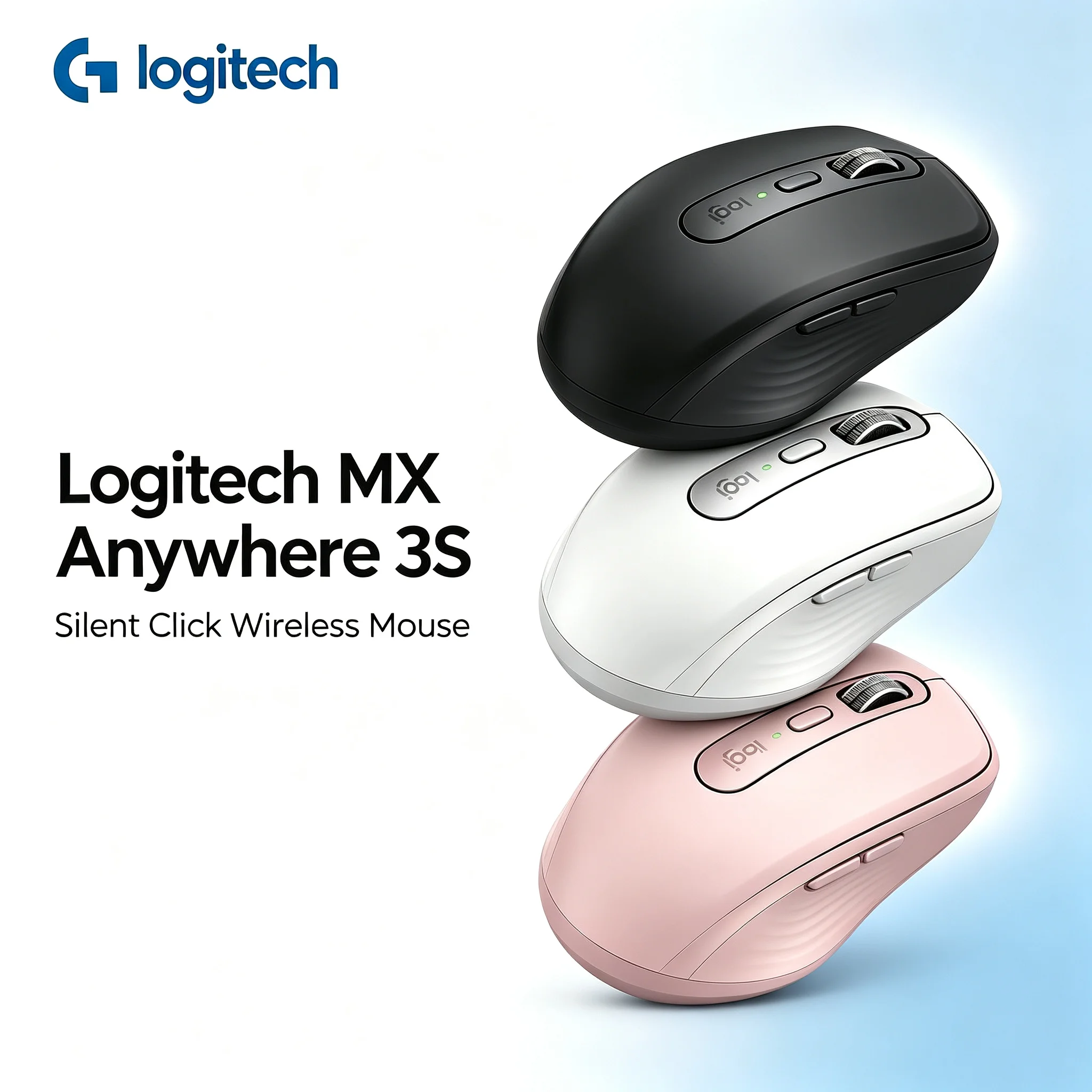 Logitech MX Anywhere 3S Dual‑Mode Wireless Mouse Multi‑Pairing Silent Click Rechargeable Ergonomic Mice For Windows Mac Laptop