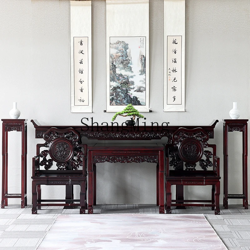 

SM Rural Altar Six-Piece Set Solid Wood Chinese Style Chair Offering Table Four-Piece Set Side Cabinet Eight Immortals Table
