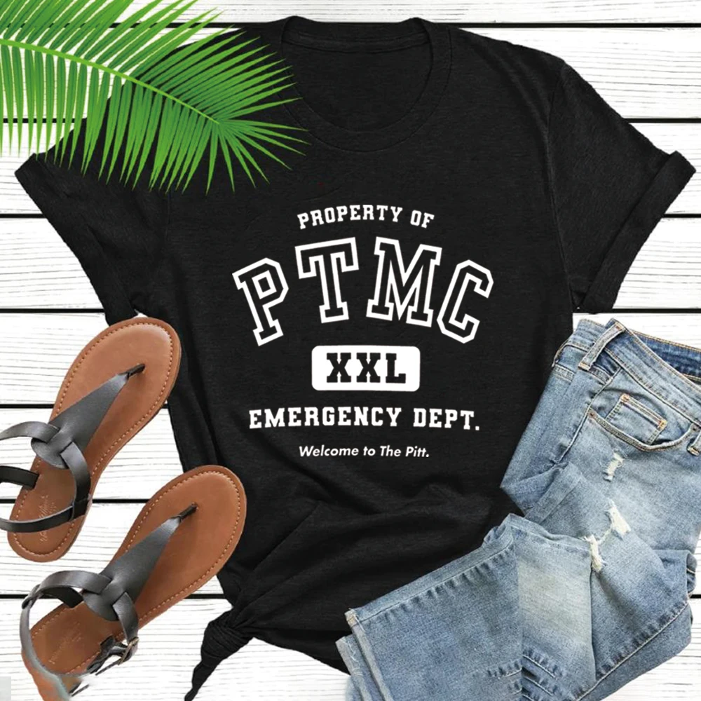 The Pitt T-shirt Property of PTMC Shirt TV Show Shirts Vintage Doctor Shirts Nurse Retro Tees Unisex Short Sleeves Tops Fan Gift