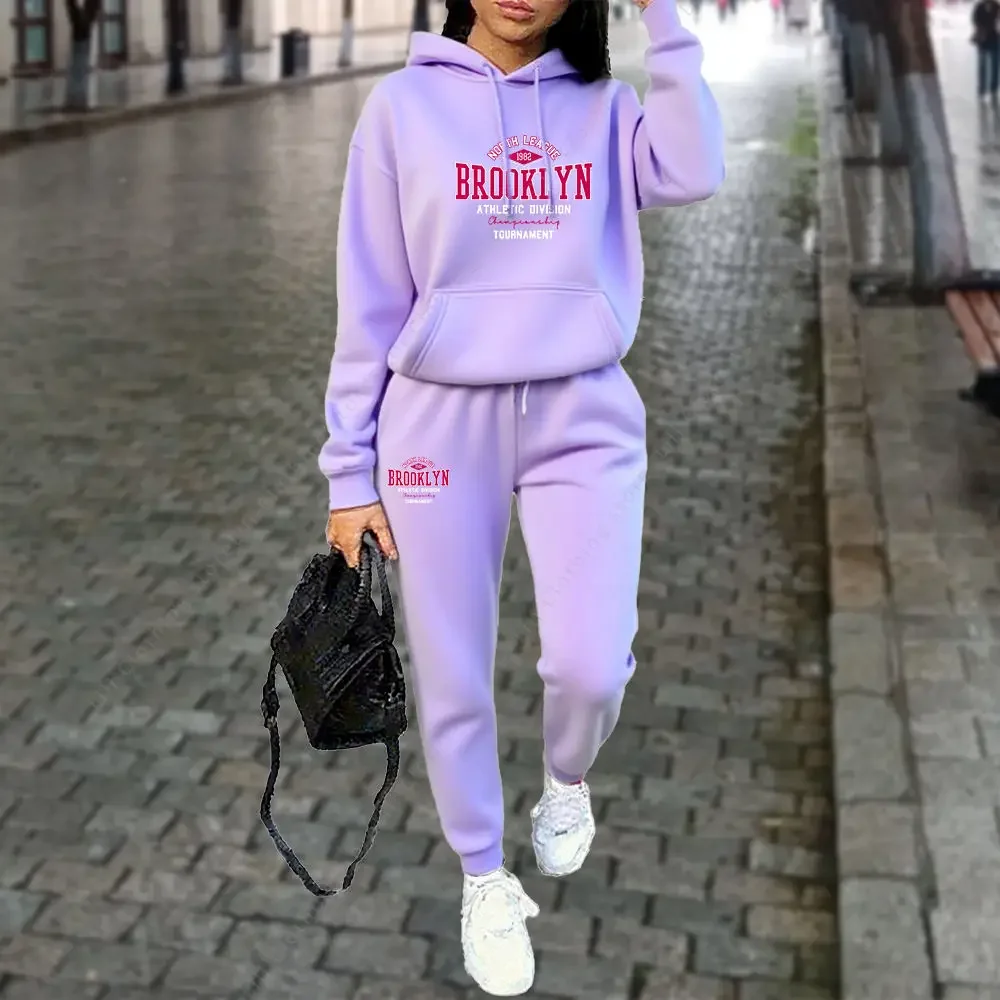 

2025 Women's Sets Autumn Winter Hoodies Pants 2pcs Suit Sports Jogging Outfits Letter Print Aesthetic Clothes Women Tracksuit