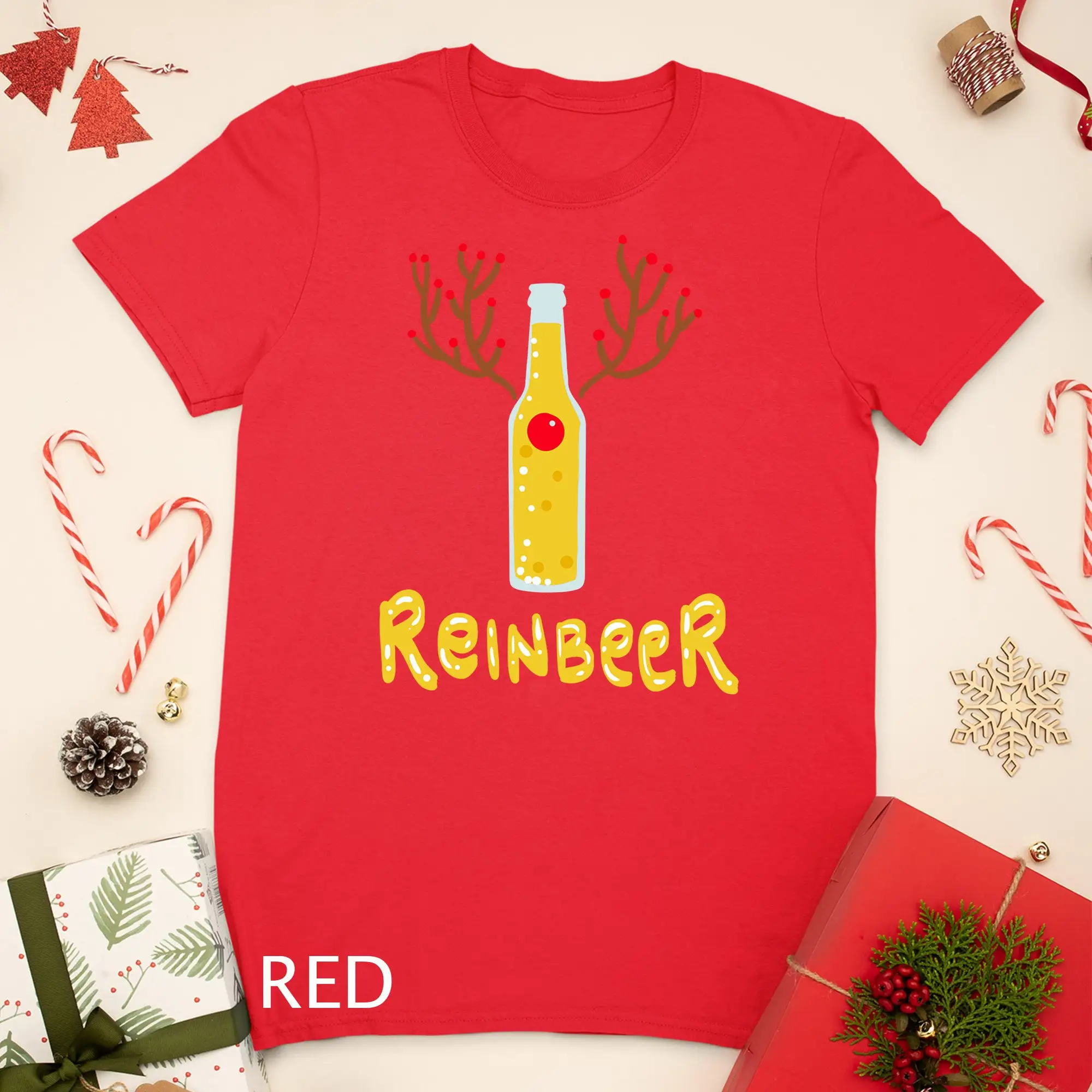 Beer Drinking Reindeer Reinbeer Funny Christmas T Shirt Sweat