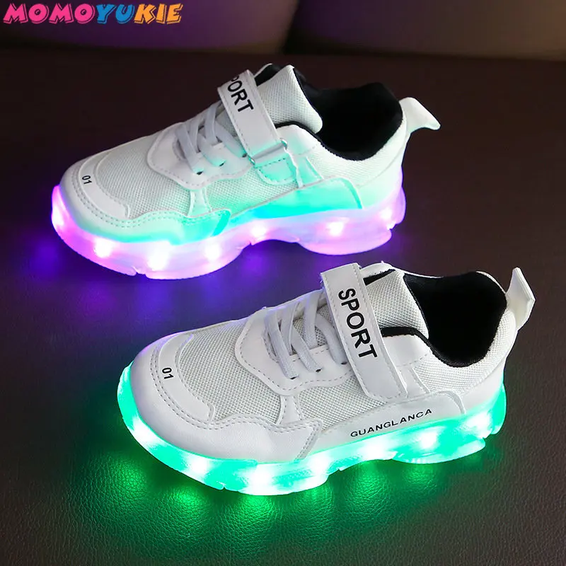 Boys and Girls\' Sports Shoes Kids Shoes Children\'s New LED Luminous Shoes USB charging shoe with light Luminous Children\'s Shoes