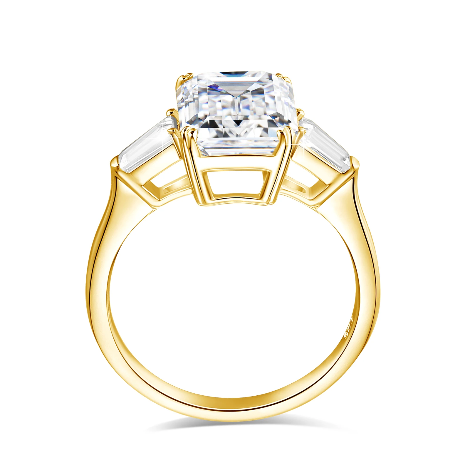 Zertifizierter 925er Silberring mit Moissanit im Smaragdschliff, 5 Karat, 9*11 mm, D-Farbe, VVS1, luxuriöser Hochzeitsschmuck für Frauen, Freundin, Geschenk. – Detail 3