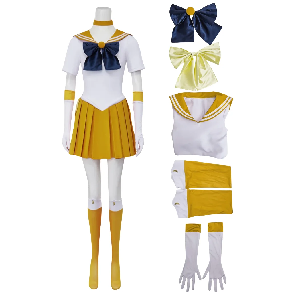 Anime Cosplay Costume, Sailor MinCabo, Aino Sailor, Venus Smile, Robe, Gants, Broche, Sauna, Bande, Épingle à cheveux, Noeuds, btMade, 202 emis