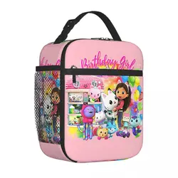 Gabbys Dollhouse Insulated Lunch Bag Cooler Bag Reusable Lunch Container Kids Cartoons Large Tote Lunch Box Food Storage Bags