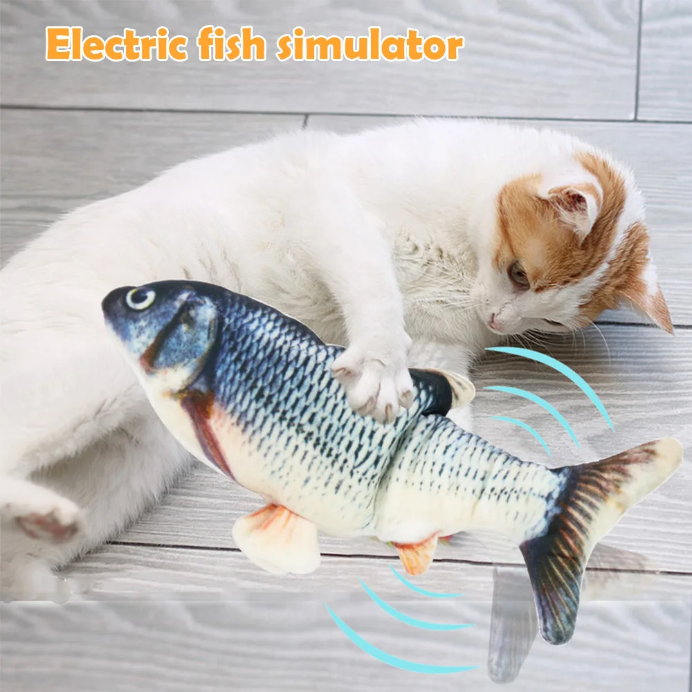 

Cat USB Charger Toy Fish Interactive Electric Floppy Fish Cat Toy Realistic Pet Cats Chew Bite Toys Pet Supplies Cats Dog Toy