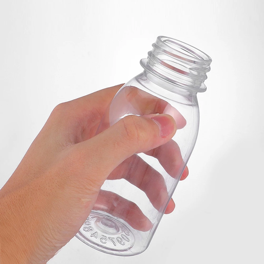 

5pcs Transparent High-Temperature Resistant Plastic Bottle Reusable Large Capacity Juice Milk Storage Container Portable Drink