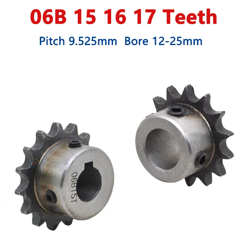 

1pc 15T 16T 17T 06B Sprockets for Roller Chain 15 16 17 Tooth A3 Steel Gear Industrial Drive Sprocket Bore 12/14/15/17/18/25mm