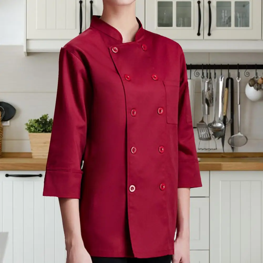 Trendy Chef Jacket  Patch Pocket Washable Chef Shirt  Women Men Service Bakery Breathable Chef Shirt