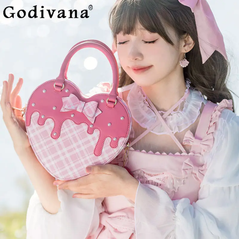 

Японская оригинальная сумка-клатч в стиле лолита, милая, маленькая, с бантом, для повседневных поездок, универсальная, на плечо