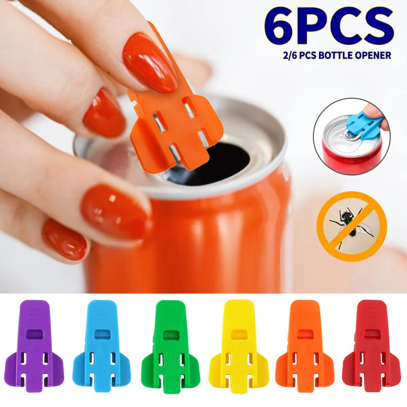 

2/6PCS Simple Portable Bottle Opener Reusable Easy Can Opener Sealed Drink Beer Cola Opener Lid Remover Kitchen Supplies Tools