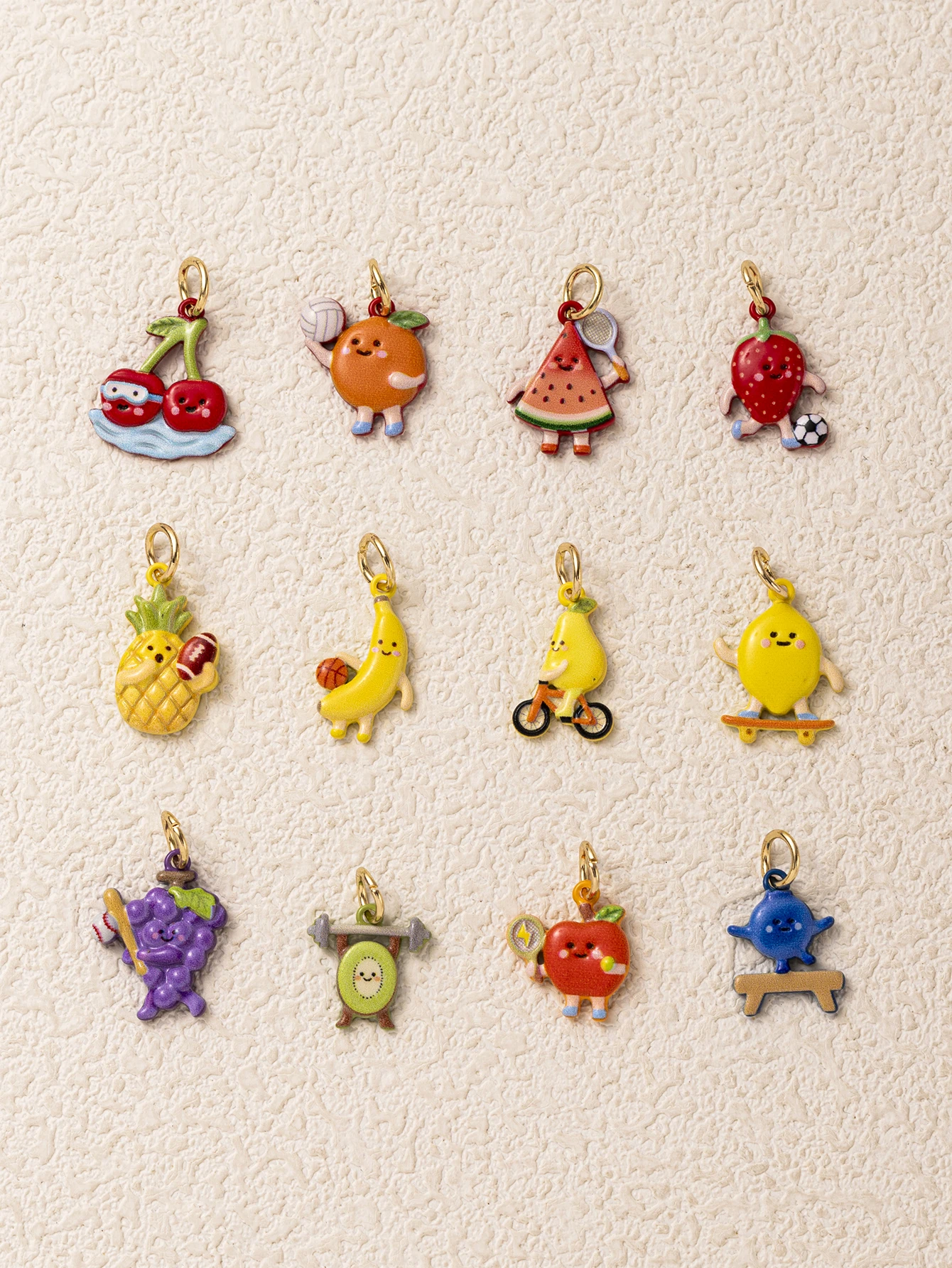 Neue Modische Niedliche Bemalte Früchte-Serie: Traube, Ananas, Kiwi DIY Anhänger Charms für Schmuckherstellung – Detail 3