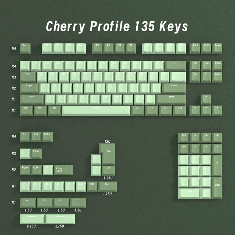 20CB Two-color Injection Backlit Keycaps CherryProfile Mechanical Keyboard Keycap Set