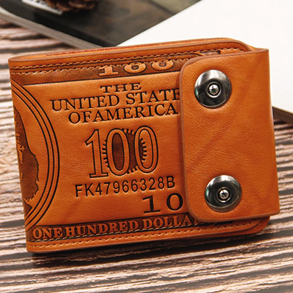 محفظة رجالية متعددة الوظائف ثنائية الطي، محفظة صغيرة عتيقة بزر مزدوج للإغلاق، محفظة آمنة للرجال، طراز كاجوال محمول #2