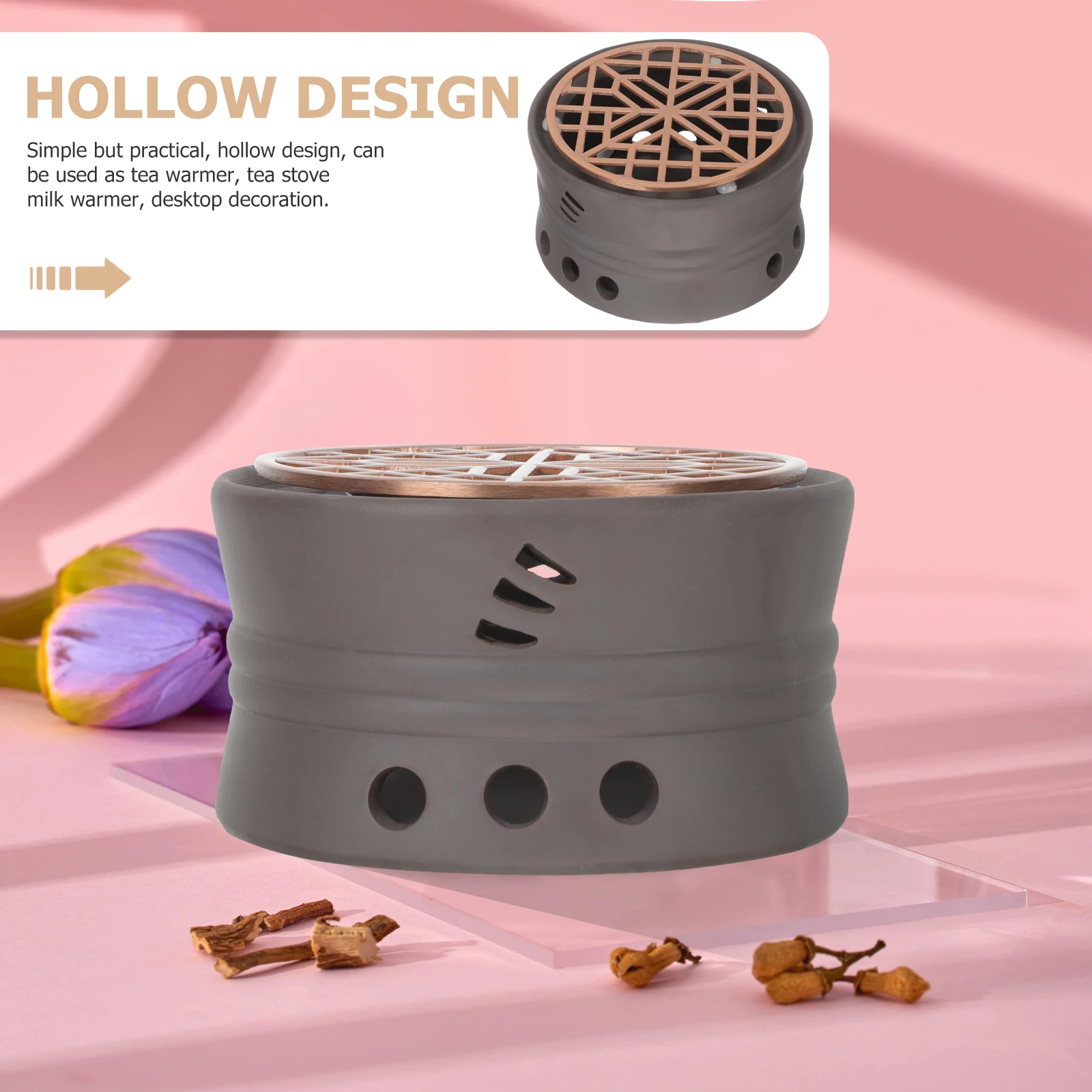 

1Set Ceramic Hollow Teapot Warmer Japanese Style Tea Heating Stove for Home Office Tea Use Warm Milk Coffee Multi