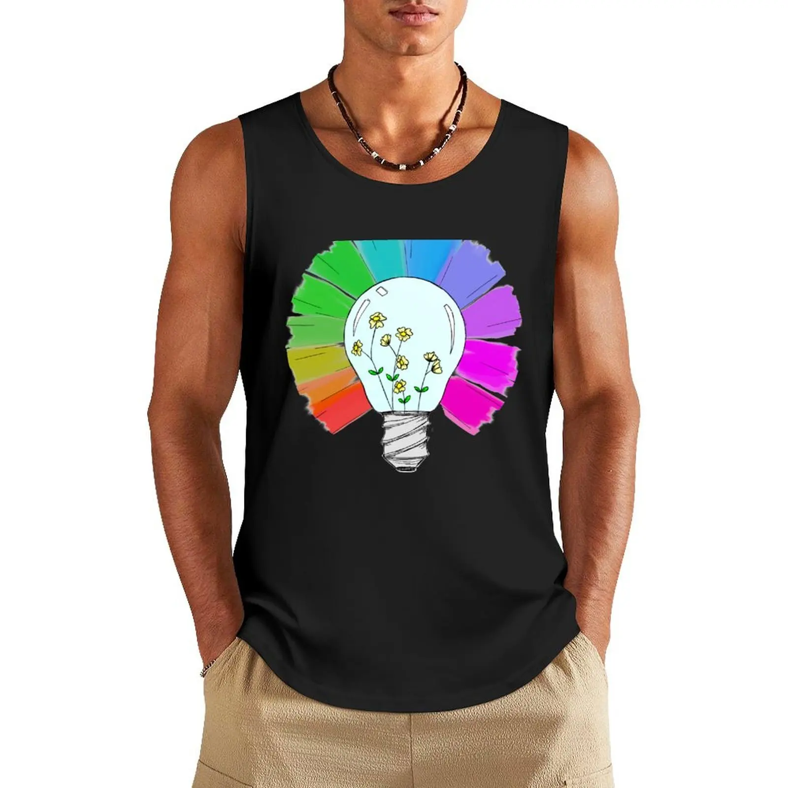 rainbow bulbs Tank Top Men's clothes luxury style T-shirt man