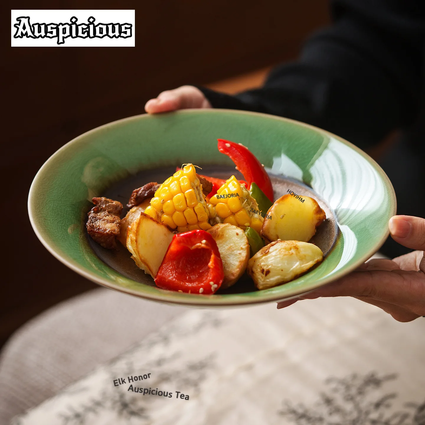 Kiln-turned Gilded Ice-crack Glaze Ceramic Bowl Food Bowls Food Dinner Plates Vegetable Basin Fish Bowls Commercial Dinnerware