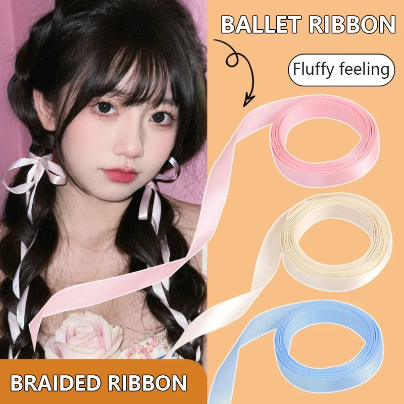 2M Braided Ribbon Hair Band Ribbon Silk Hair Tie Headband Female Bow Twist Hair Rope Ponytail Holder Hair Accessories