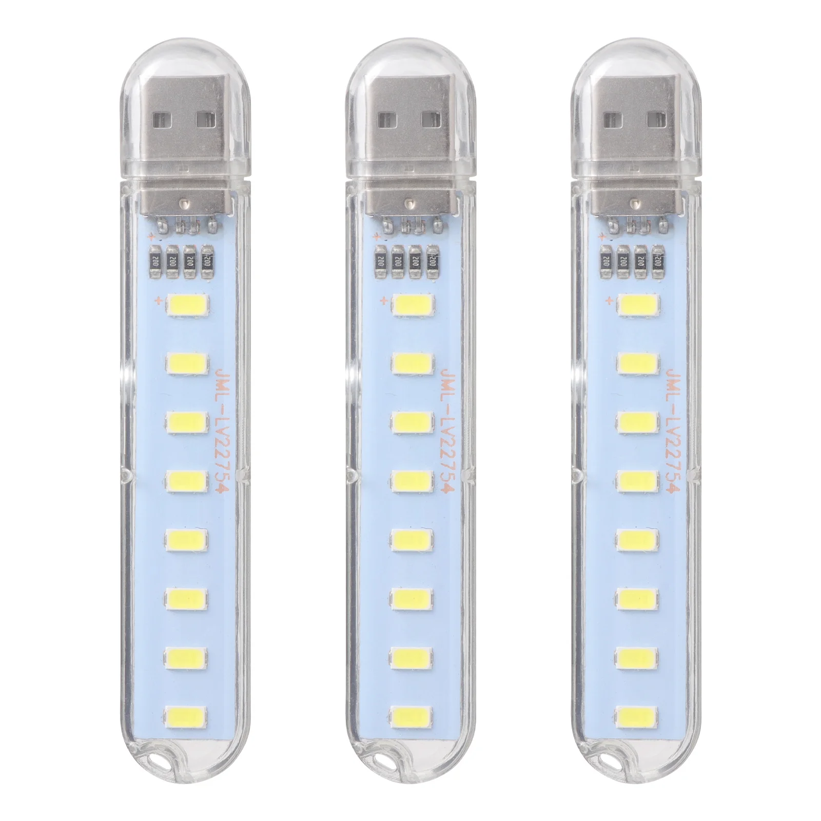 3 قطعة USB ضوء الليل LED مصباح مع 8 الخرز فائقة السطوع المحمولة سطح المكتب الإضاءة للاستخدام المنزلي المدرسة في الهواء الطلق الزخرفية