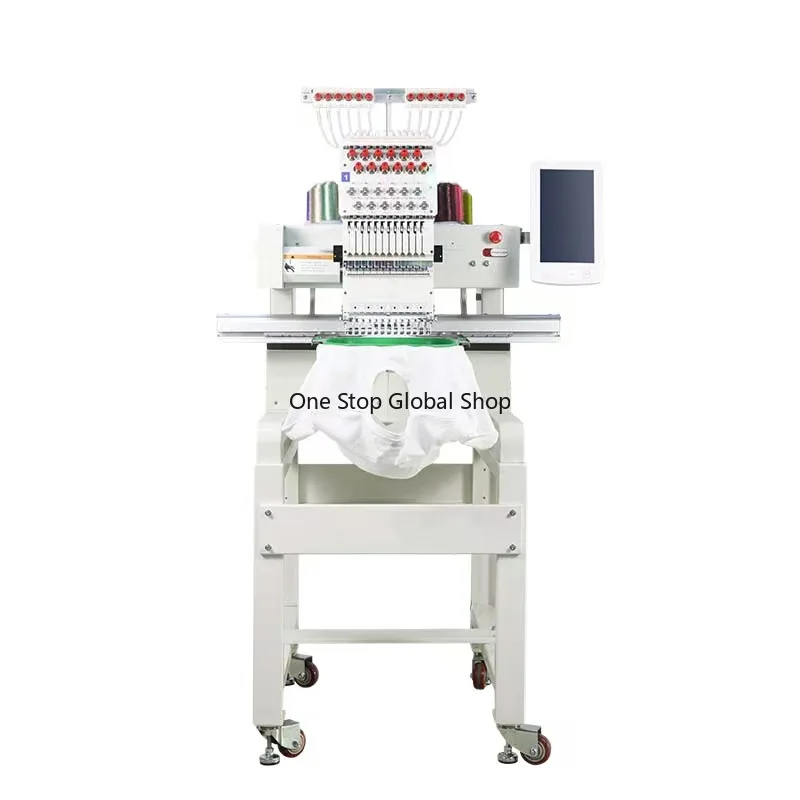 Factory Direct Supply Computerized Single Head 9/12 Needles Flat Cap Embroidery Machine For Sale