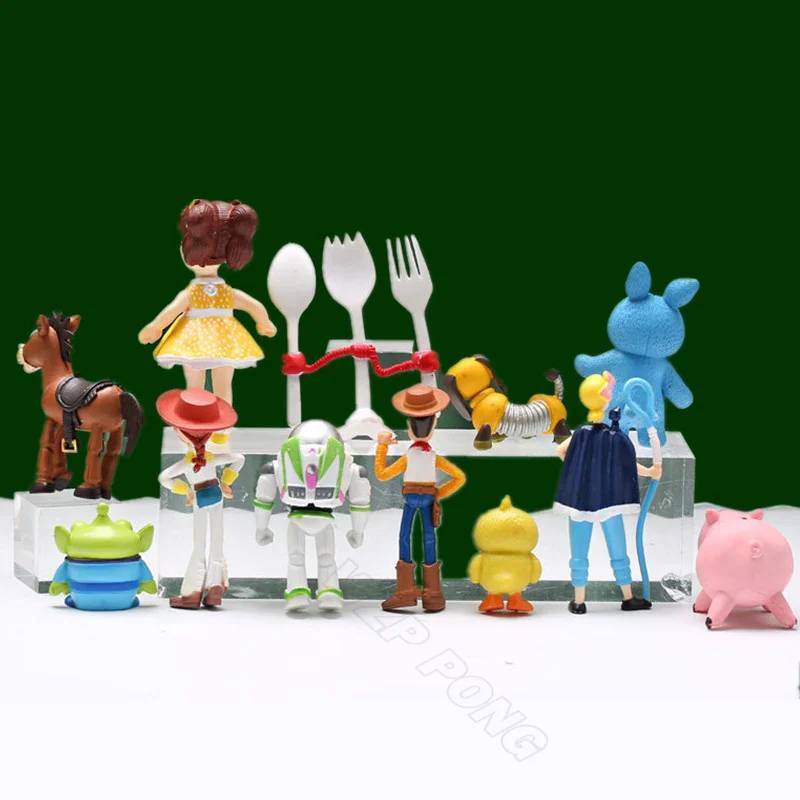 Disney 12 pz/set Toy Story 4 Woody Jessie Buzz Lightyear Bullseye Forky Ducky Bunny PVC figure Toys