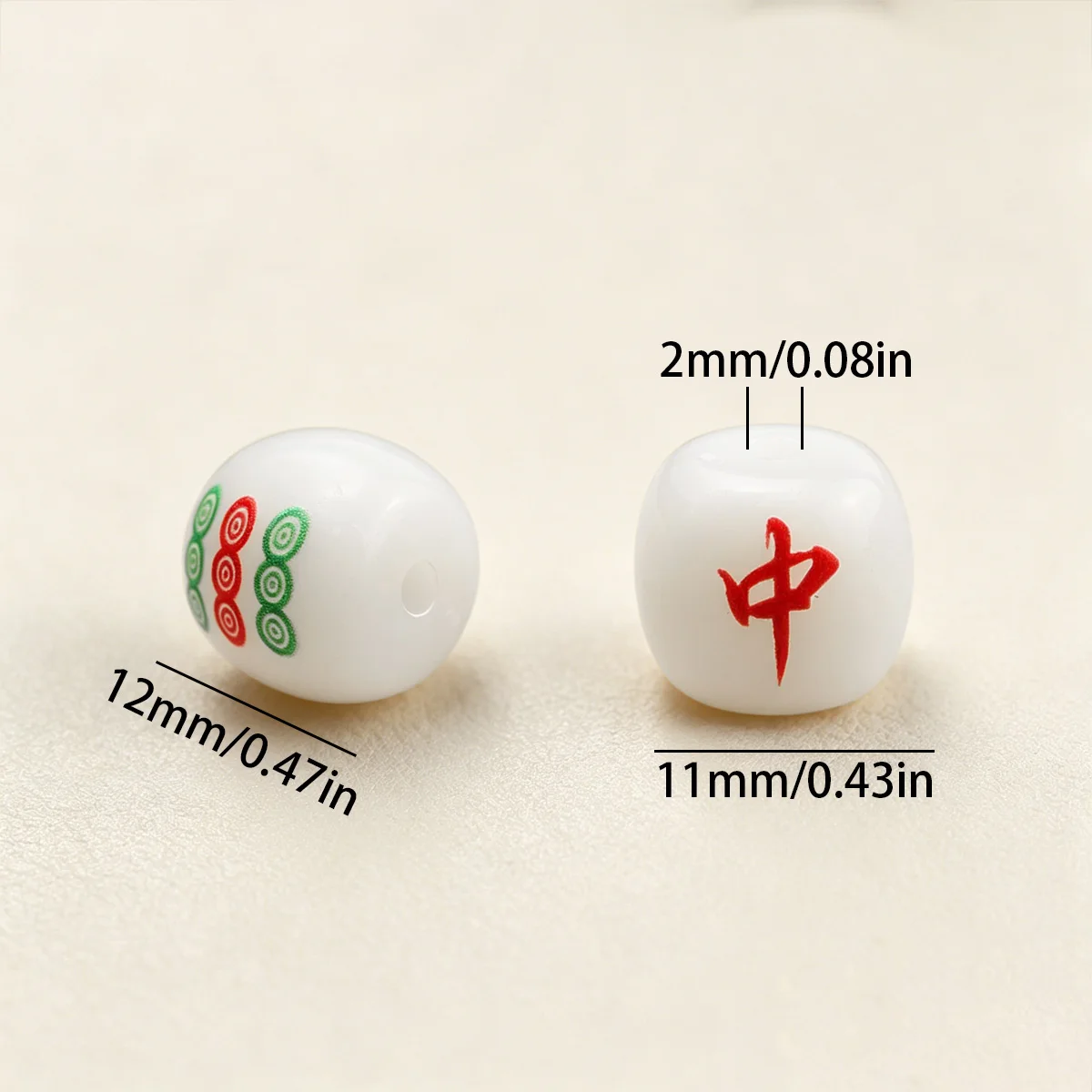 10/20/30Pcs White Mahjong Acrylic Loose Beads For Making Diy Jewellery Accessories Such as Bracelets Necklaces and Key Rings