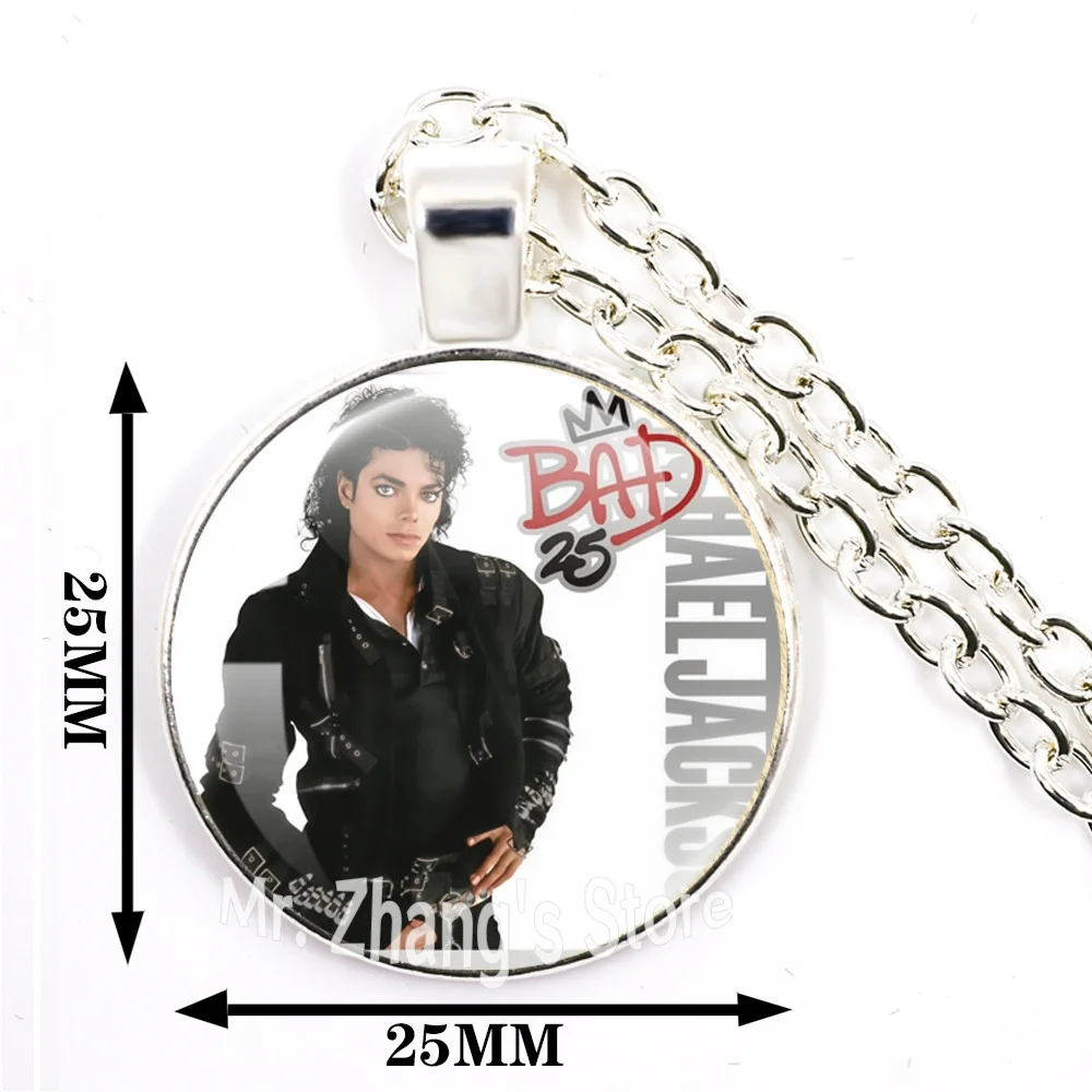 Michael Jackson 25MM Rotundity  Glass Cabochon Necklace  Cover Pendant Versatile Retro Personalized Accessory