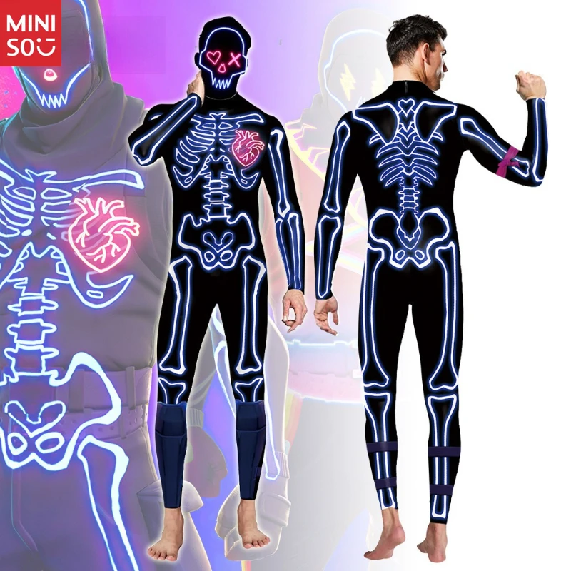 

Miniso Skeleton Print Bodysuit 2025 | Halloween Cosplay Costume, Euro Style Performance