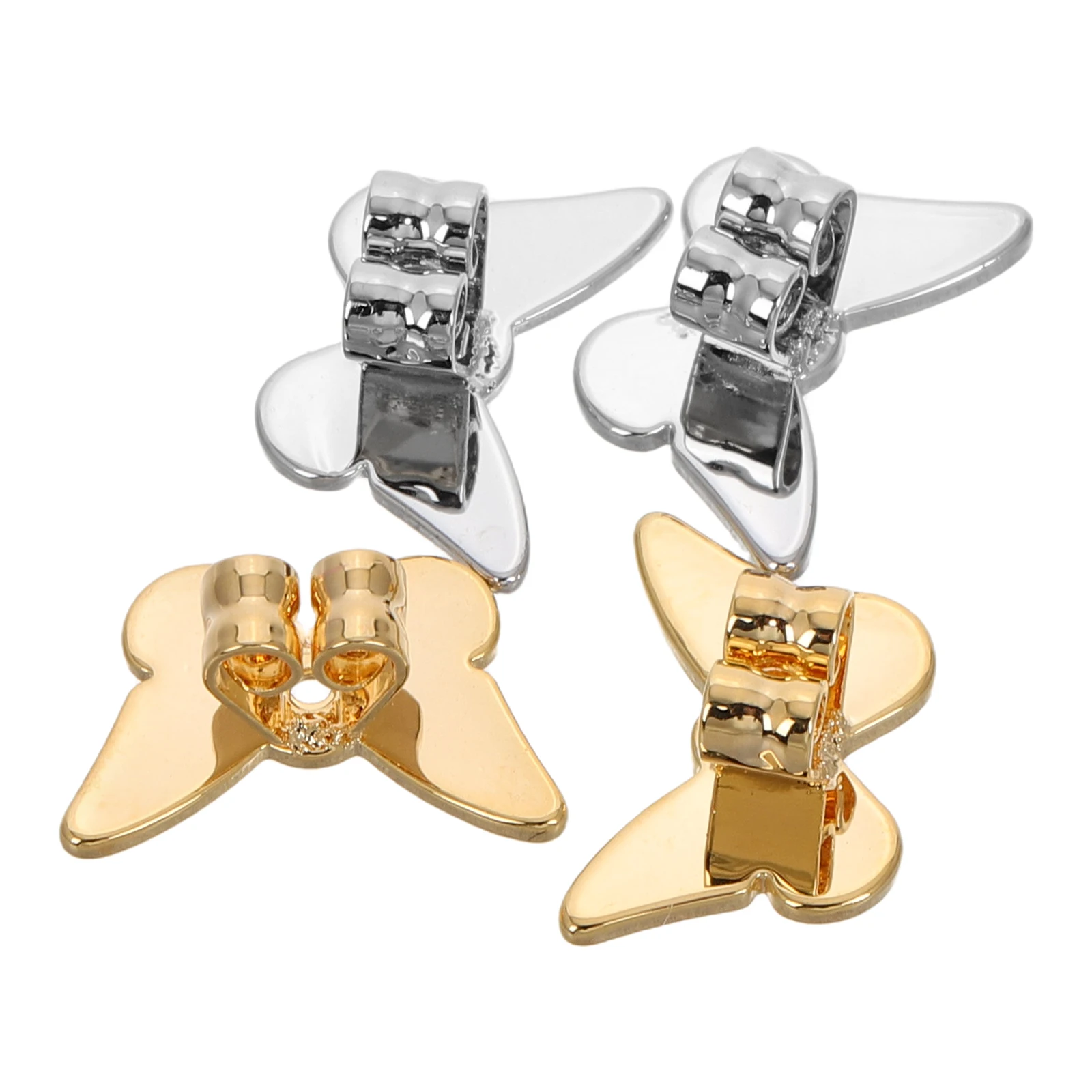 

4pcs Earlobe Supports Earring Backs Copper Stud Lock Replacement Butterfly Shape Metal Post Flat Clutch Ear Lifter Ring Stopper