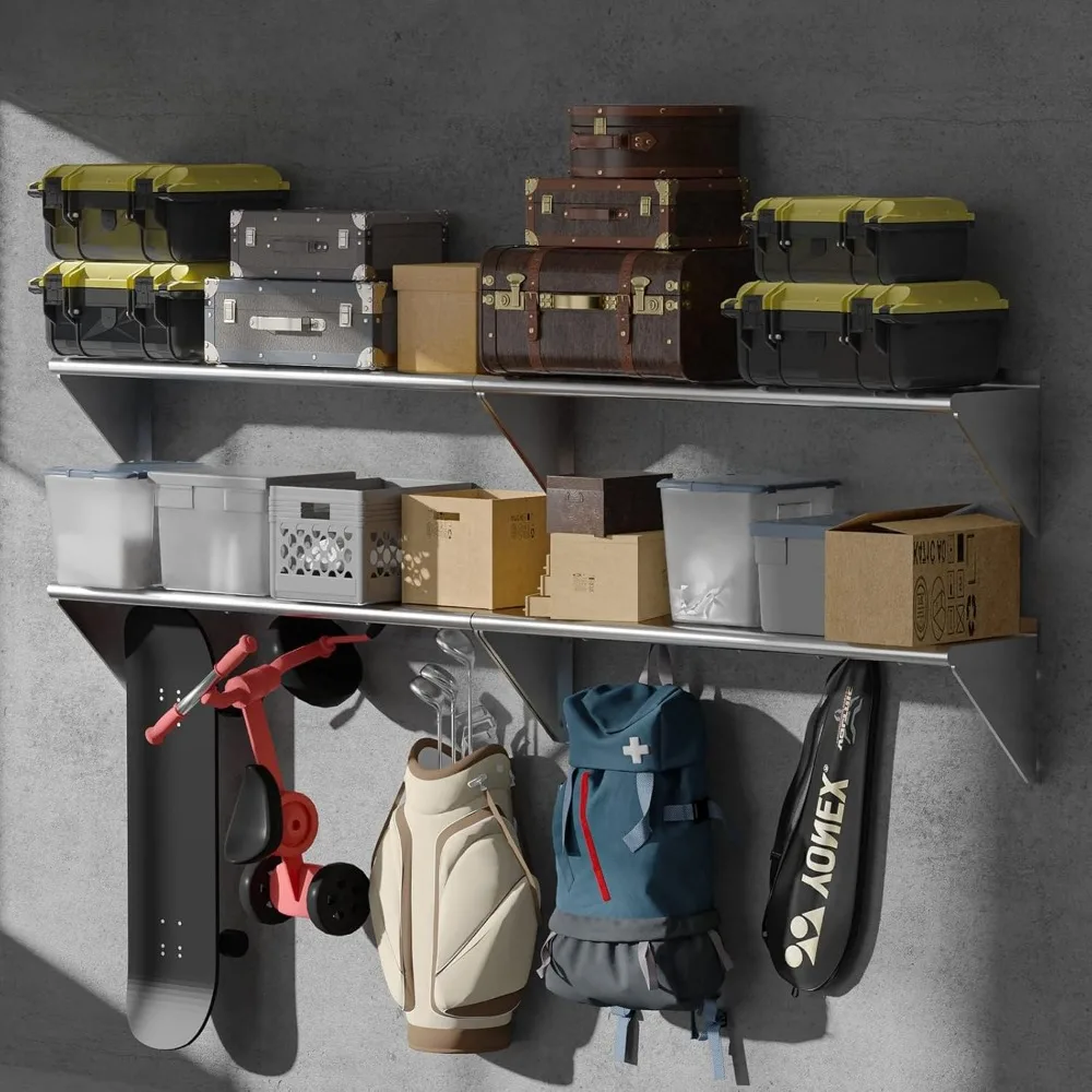 Stainless Steel Wall-Mounted Shelves, 2-Pack, 12x48 Size, 320 lbs Capacity, Suitable for Home Kitchen and Restaurant Use