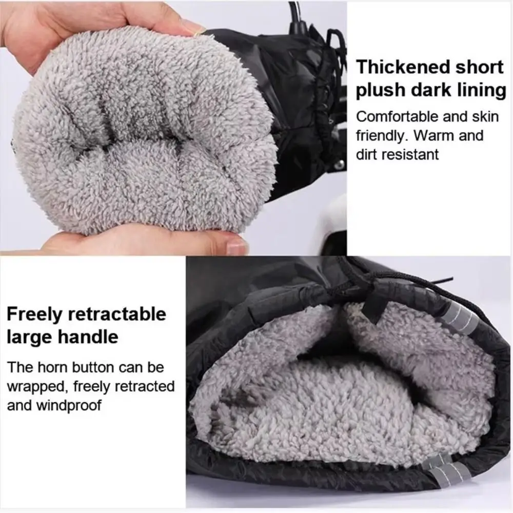 New Waterproof Motorcycle Handlebar Muffs Plush Liner Thick Warm Bicycle Handle Cover Rainproof Hand Protector Handlebar Gloves