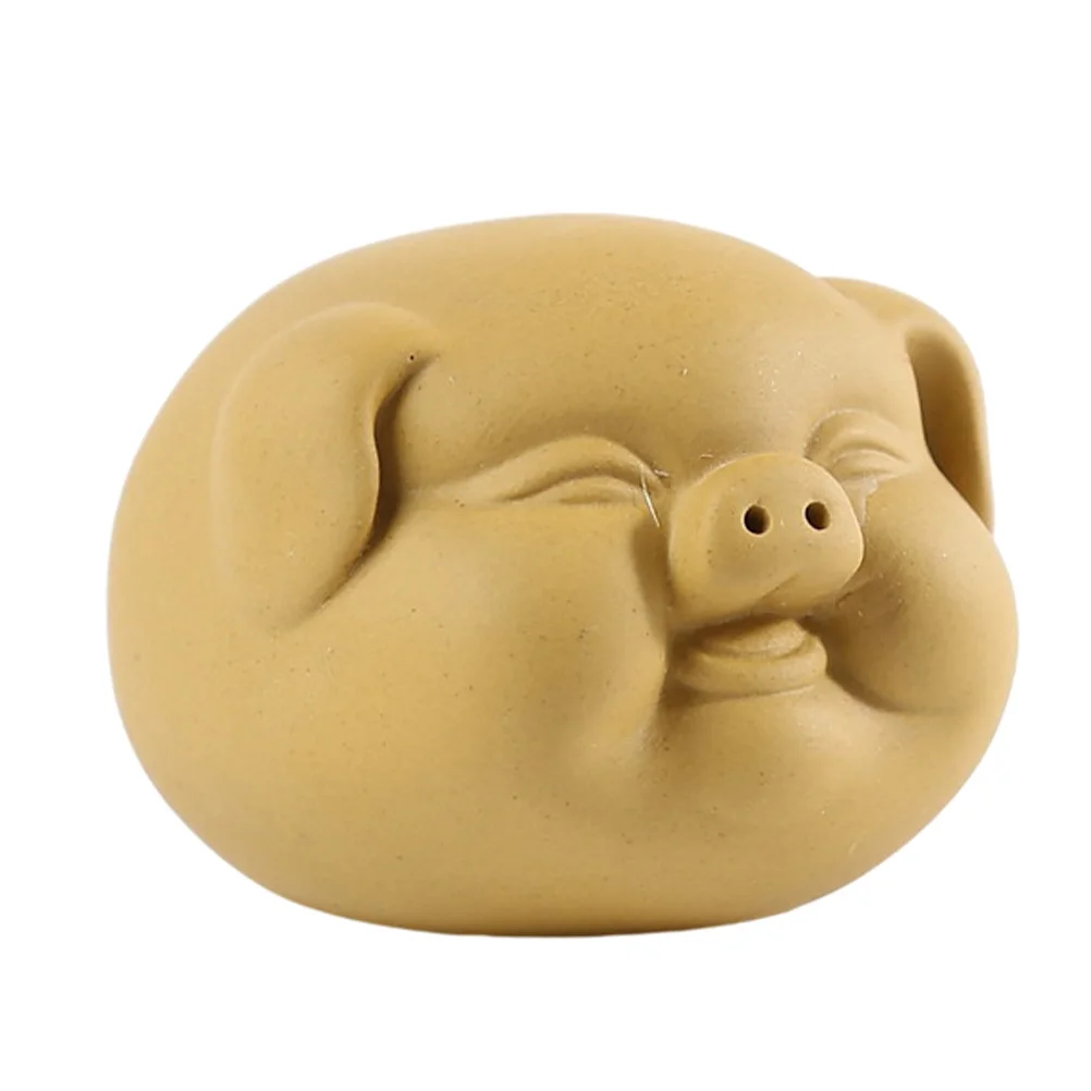 

1Pcs Tea Pet Ceramic Adornment Classic Little Pig Decoration Home Office Ornament Tea Room Display Pig Decor