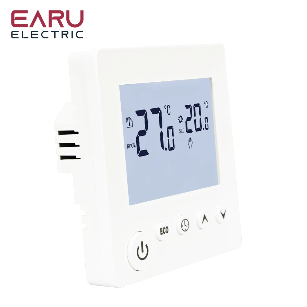 AC90V-240V 3A 16A Water Electric Floor Heating TRV House Room Thermostat Temperature Controller Digital LCD Display Wall Mounted