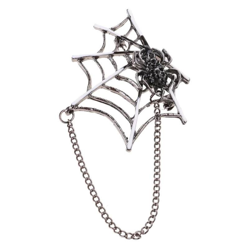 Spiders Lapel Pin Brooch for Women Men, Punk Spiders Net Brooches Pin Halloween Costume Accessories Statement Jewelry DXAA