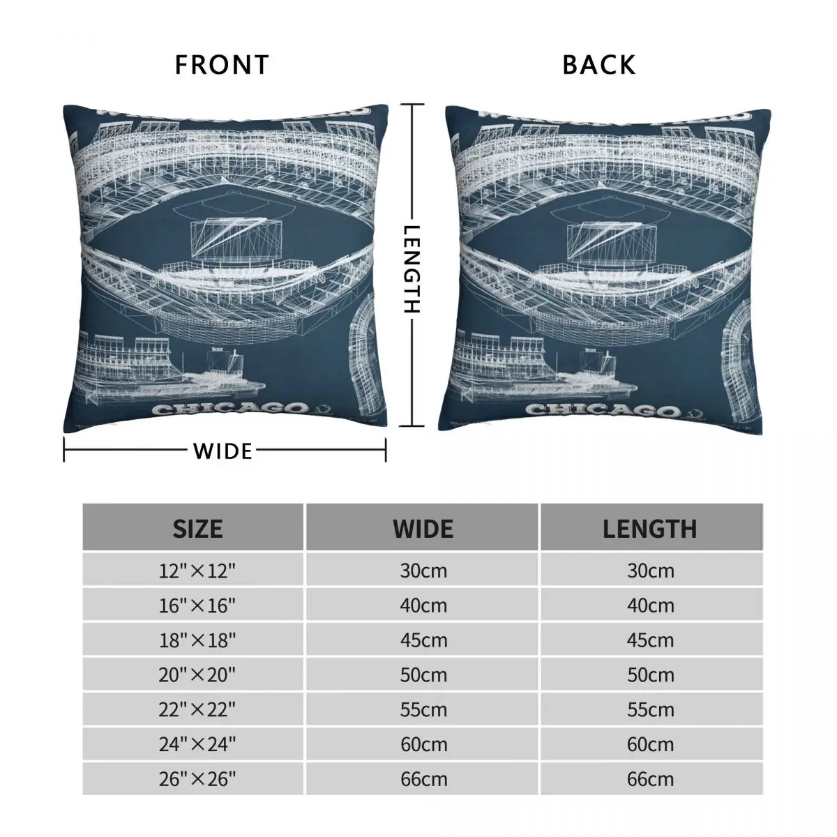 Wrigley Field Chicago Pillowcase Polyester Linen Velvet Creative Zip Decor Pillow Case Sofa Cushion Case