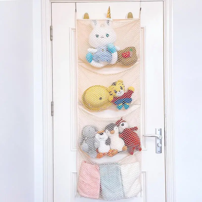Bolsa colgante de almacenamiento sobre la puerta, organizador para rellenos, juguetes para bebés, almacenamiento de juguetes de animales, bolsa de red de almacenamiento colgante de felpa/hamaca, 1 Uds.