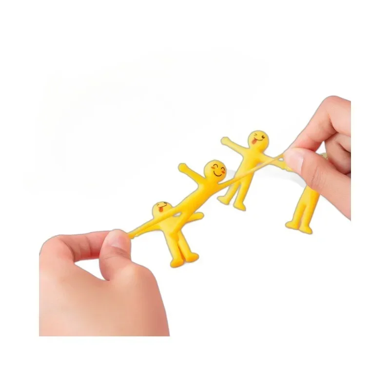 Smiling Face EMOJI Stretchable Yellow Figurine Creative Stress Relief Toy with Foldable Kawai Soft Rubber Release Doll Toy