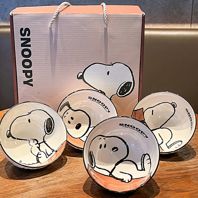 سنوبي جديد لطيف أدوات المائدة وعاء سيراميك بشكل خاص جميل وعالي القيمة Kawaii مجموعة السلطانية أنيمي الكرتون أدوات المائدة المنزلية