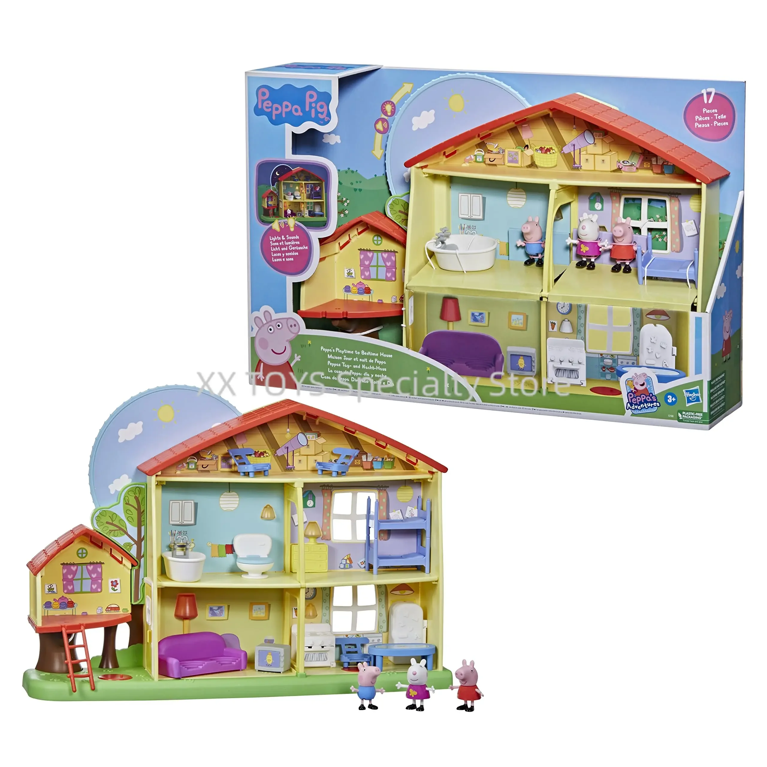 

Hasbro Peppa Pig Peppa’s Adventures Peppa's Day Night House Playtime Bedtime House with Language Light Sound Kids Holiday Gifts