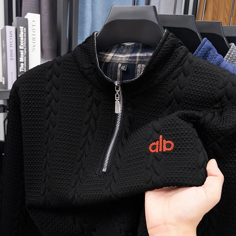Designer Original Men's Long Sleeve Knitted Pullover Half Zip Stand Collar Soft Warm Casual Classic Fashion Autumn Winter Men's