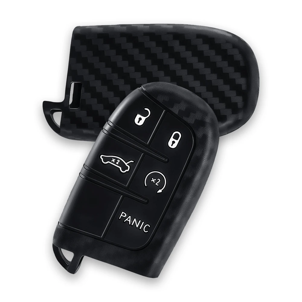 For Jeep Grand Cherokee Compass Dodge Charger Chrysler 200 300 300C Remote Key Cover Case Protect Key Chain Ring Silicone Auto