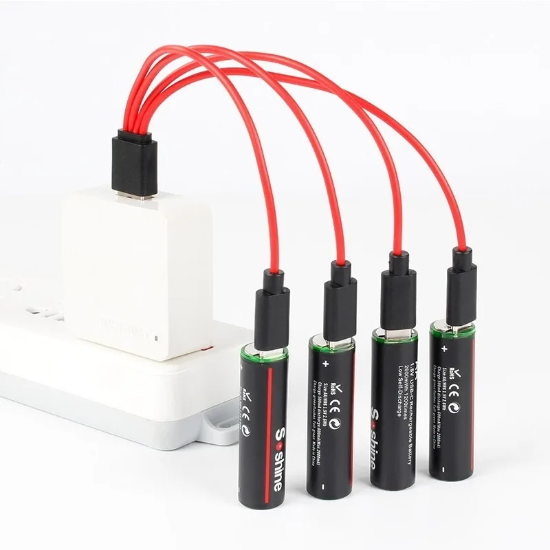 1.5V Rechargeable Lithium‑ion AA Batteries USB 2600mAh for Game Controllers Smart Door Locks TYPE‑C charging port 1000 cycles