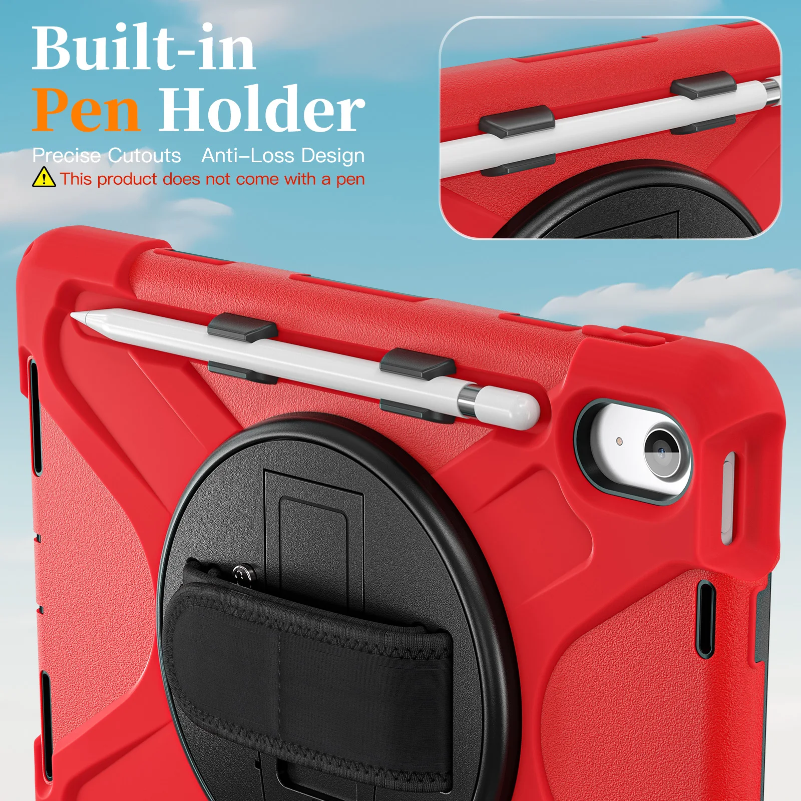 

For iPad 2025 11th Gen 11 inch 10th 2022 10.9" With 360 degree rotate Stand Case cover with shoulder strap and pen holder