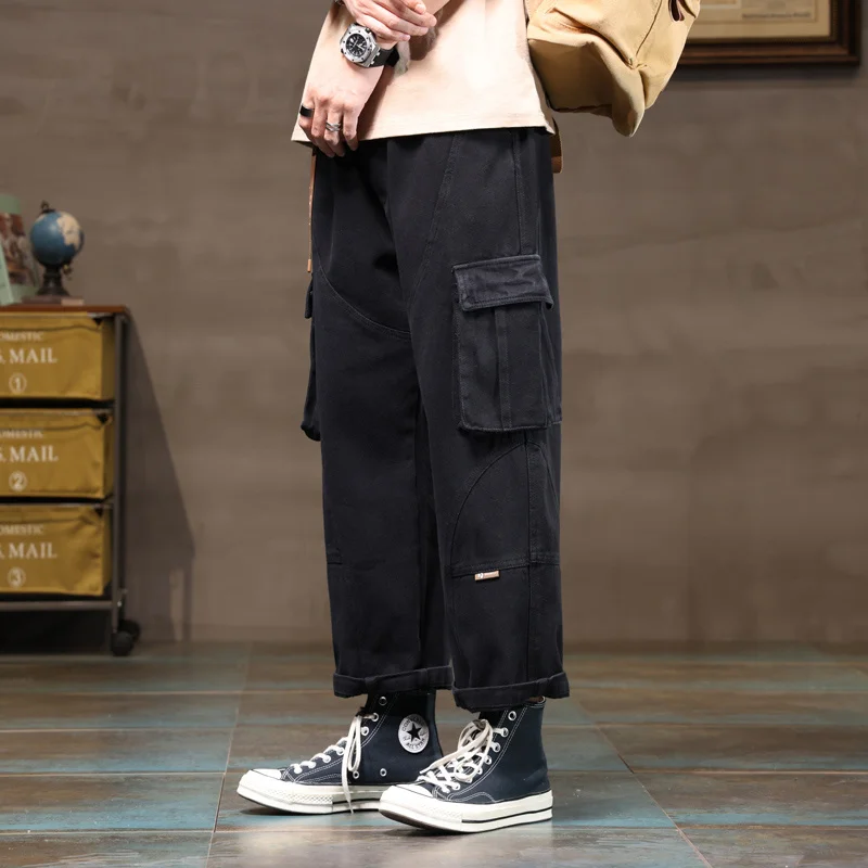 The New Four Seasons Multi-Pocket Men'S Trend Loose Work Pants Legged Korean Version Of Flow Nine Minutes