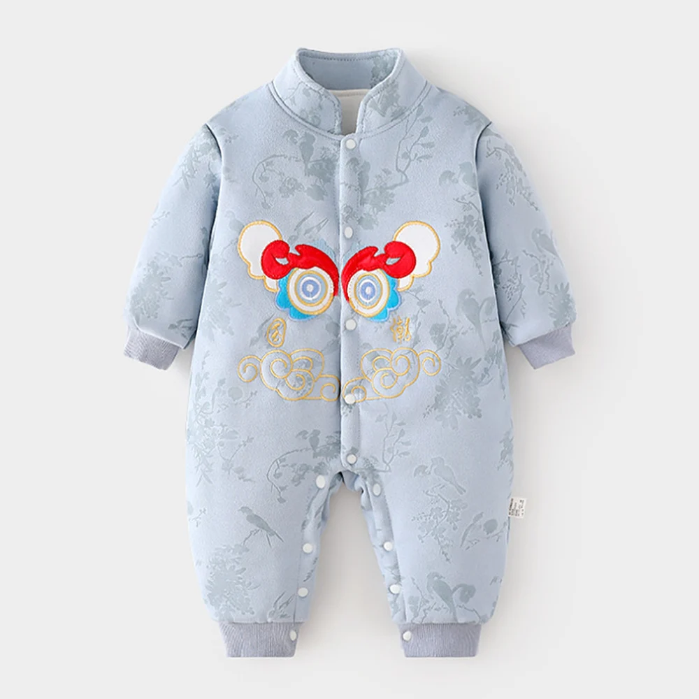 

Newborn Christmas Romper Autumn Winter Warm Unisex Baby Jumpsuit For Boys Girls Chinese Style First Birthday Baby Clothes