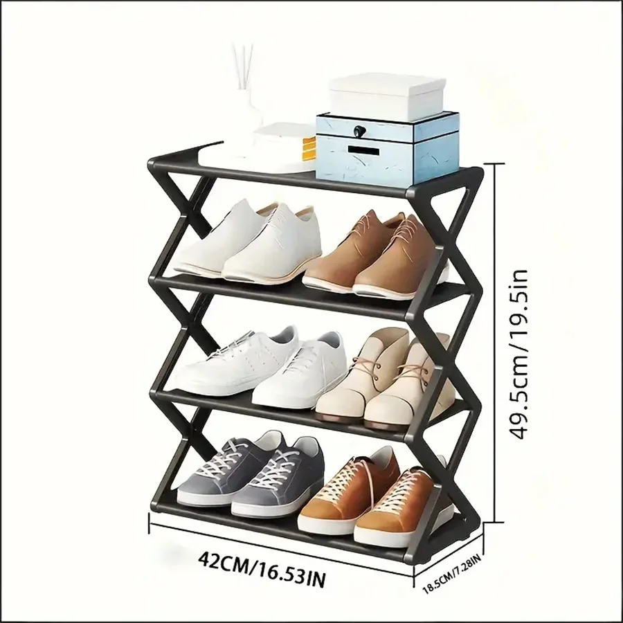 1Pc X-Shaped Fabric Dustproof Shoe Rack Multi-Functional Assembled Shoe Cabinet Household Storage Simple Assembled Shoe Rack