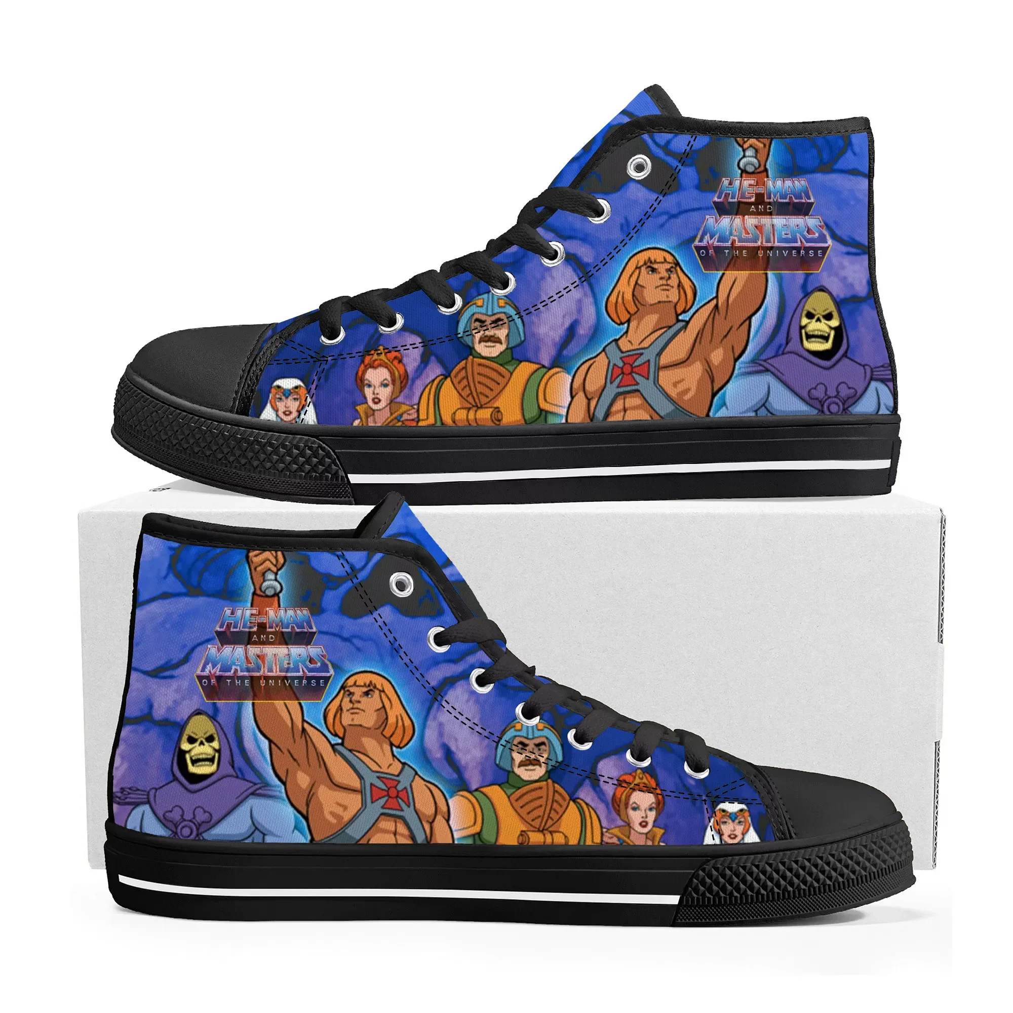 Hot Cartoon He-Man Masters of The Universe High Top Sneakers Mens Womens Teenager Canvas Sneaker Casual Couple Shoes Custom Shoe